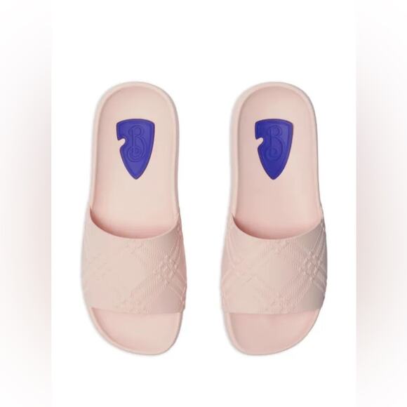 Burberry Pink Check Sandals Minimalist Slide Size 37 - Picture 1 of 9